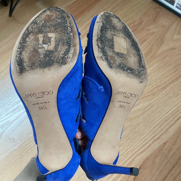 Beautiful Royal blue Suede Heeled lace up Sandals  by Jimmy choo - Picture 5 of 7